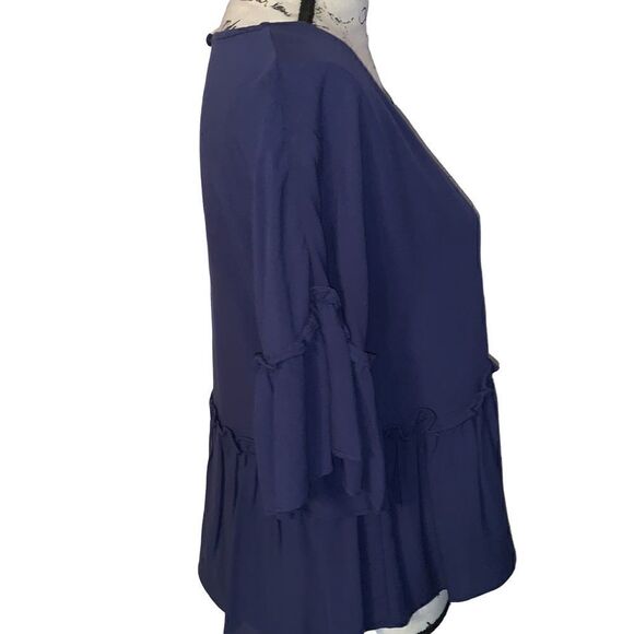 EVERLY navy rayon babydoll tiered blouse Small - Picture 4 of 9